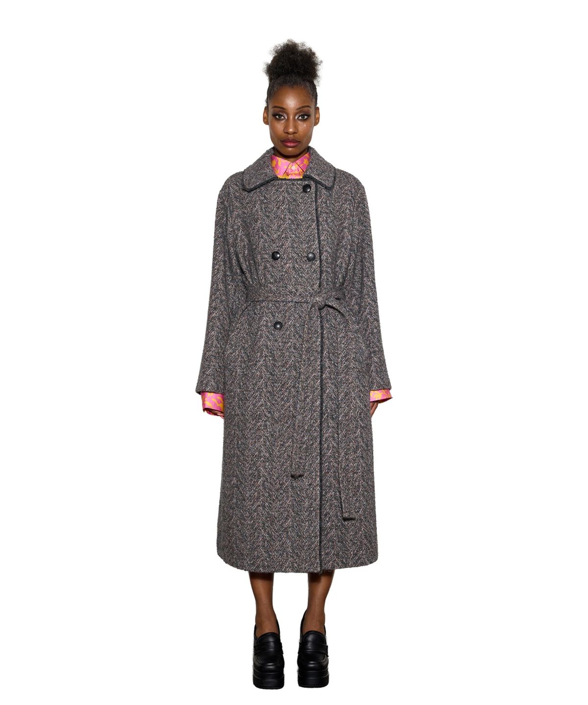 그리디어스(GREEDILOUS) Pointed Collars Tweed Maxi Coat