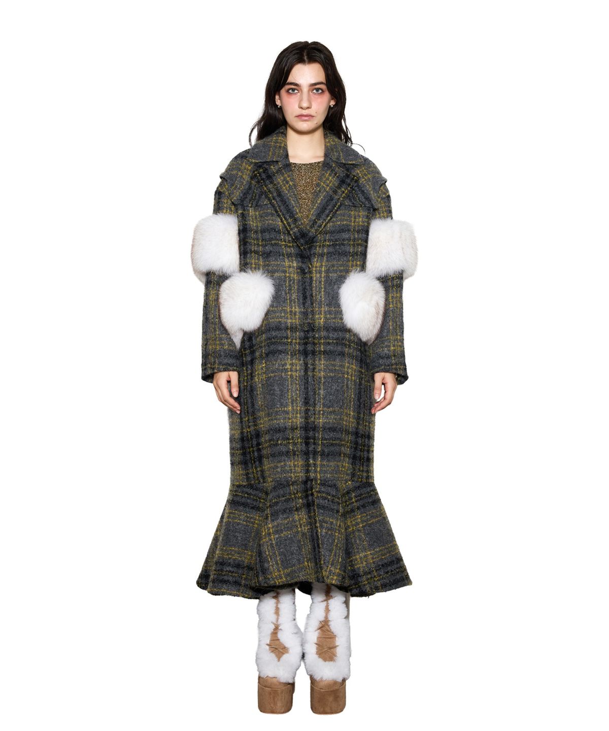그리디어스(GREEDILOUS) Faux Fur-Trimmed Double-Breasted Coat