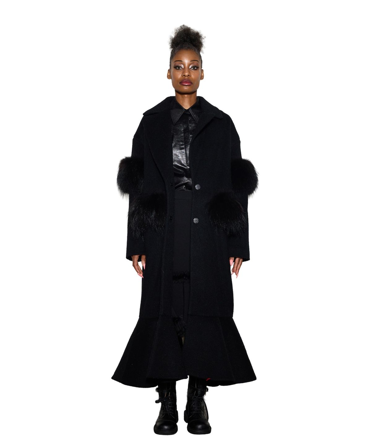 그리디어스(GREEDILOUS) Faux Fur-Trimmed Double-Breasted Coat