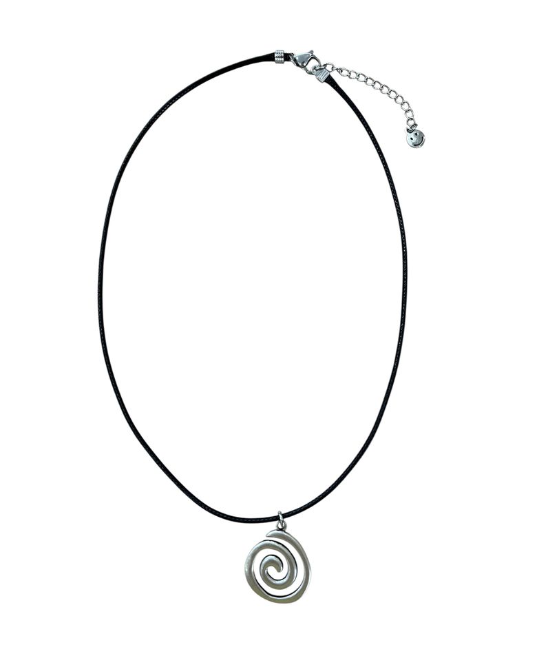 Antique Spiral Cord Necklace (Black Silver)