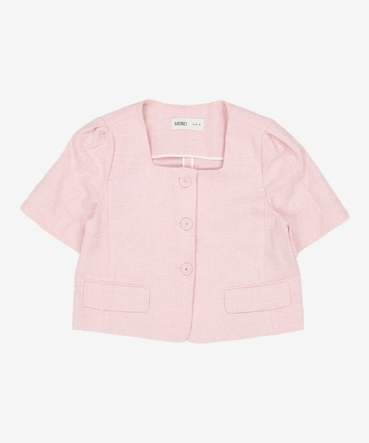 미쏘(MIXXO) 스퀘어넥 반팔 트위드 자켓_MIWJKD513G S