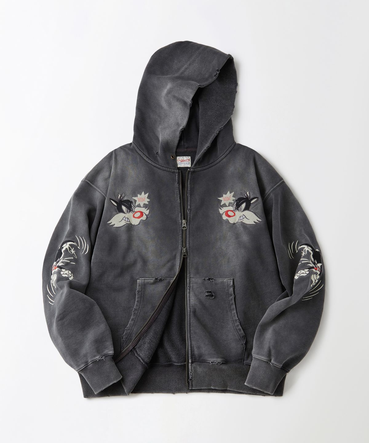 아웃스탠딩(OUTSTANDING) [LOONEY TUNES] HOOD ZIP SWEAT(SYLVESTER)_VINTAGE CHARCOAL