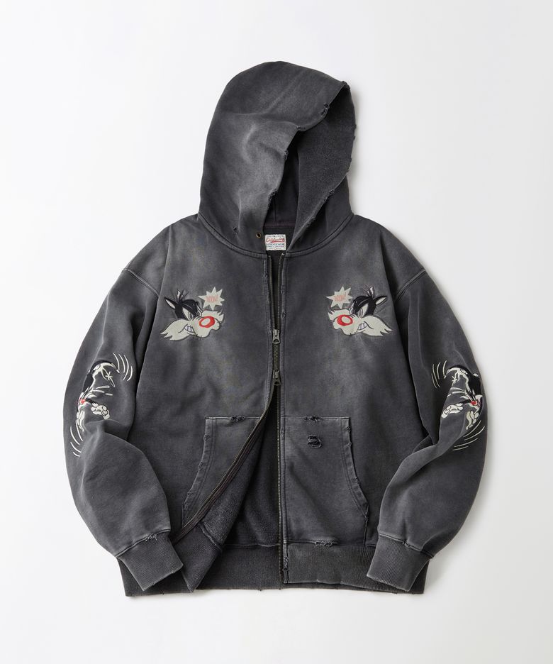 [LOONEY TUNES] HOOD ZIP SWEAT(SYLVESTER)_VINTAGE CHARCOAL