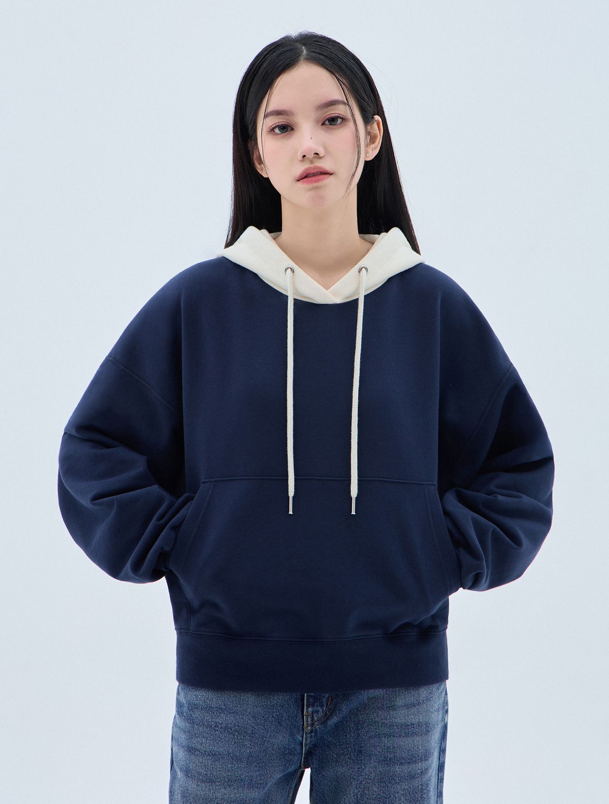 바켄(BAKKEN) [우먼] 베이직 투톤 배색 후드티 BK6977 (2COLOR)