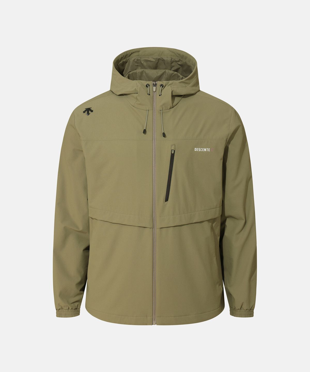 데상트(DESCENTE) 남성 후드형 우븐 집업 자켓 라이트 카키 SR323TWT81