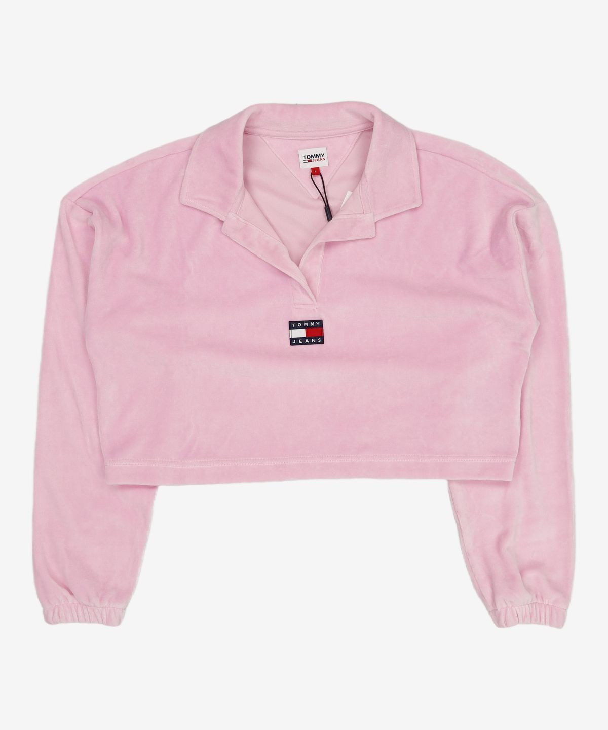 타미진스(TOMMY JEANS) 크롭 벨루어 뱃지 롱슬리브 티셔츠 (T32C7TKT55TWT1TOB) L