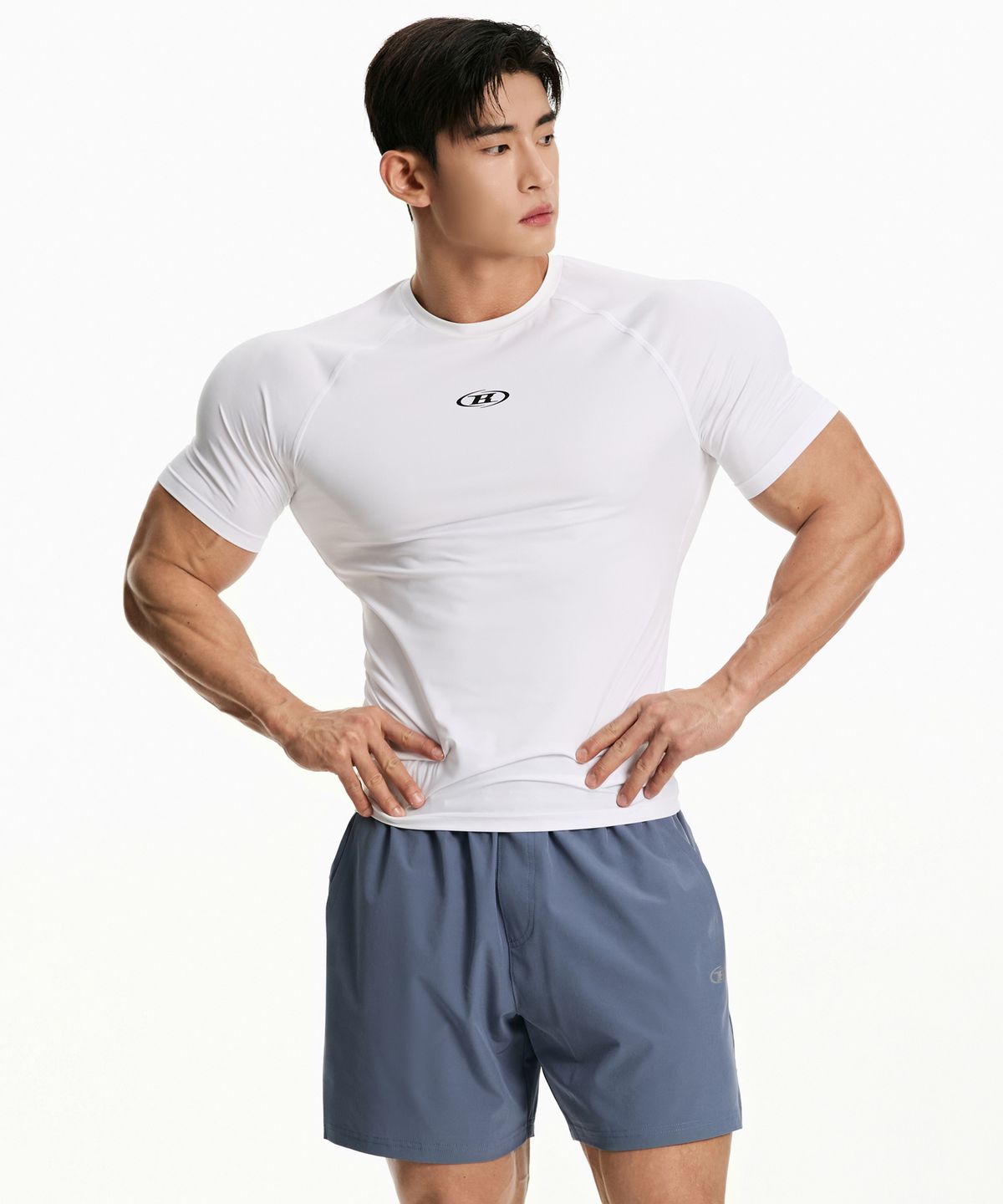 본투윈(BORN TO WIN) SYMBOL B COMPRESSION SHORT SLEEVE [WHITE]