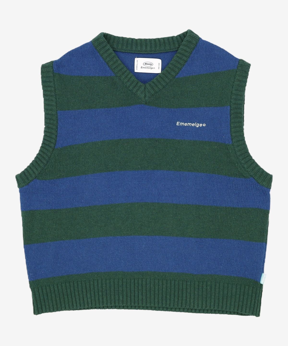 엠엠엘지(MMLG) [Mmlg] BORDER KNIT VEST (GREEN / BLUE) FREE