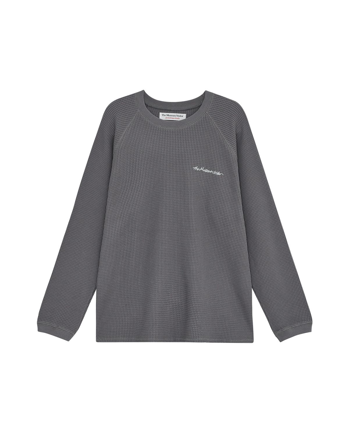 더뮤지엄비지터(THEMUSEUMVISITOR) WAFFLE RAGLAN LONG SLEEVE (CHARCOAL)