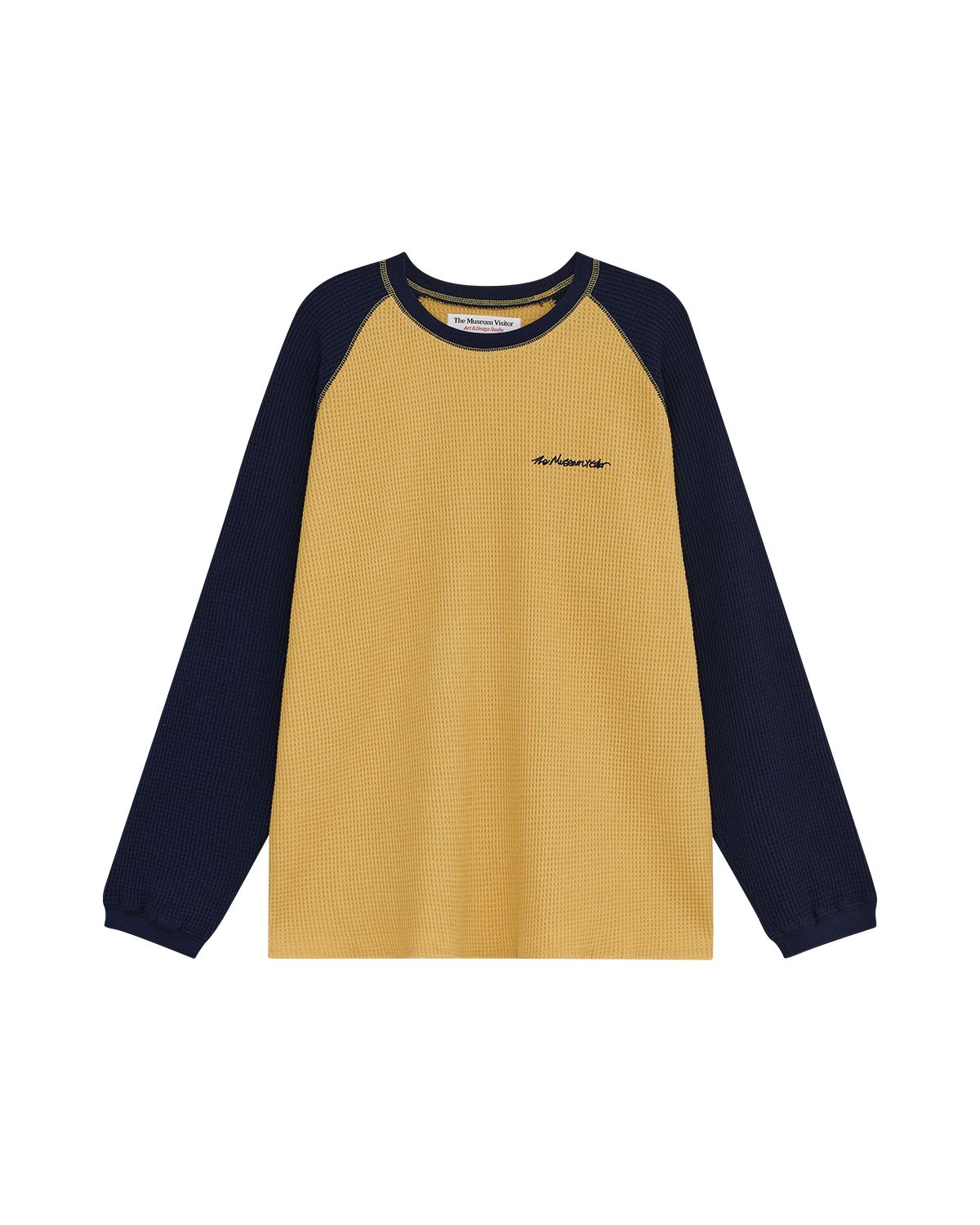 더뮤지엄비지터(THEMUSEUMVISITOR) WAFFLE RAGLAN LONG SLEEVE (NAVY)