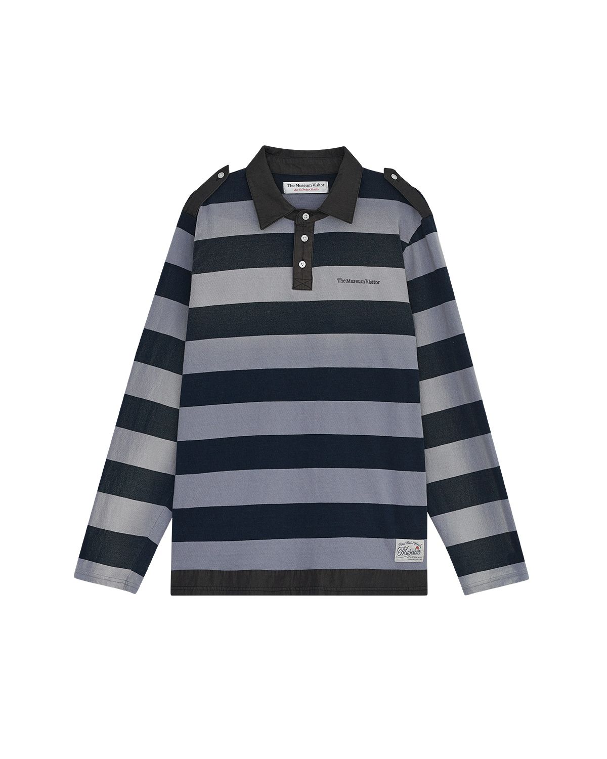 더뮤지엄비지터(THEMUSEUMVISITOR) EPAULETTE PATCH PK LONG SLEEVE (NAVY)
