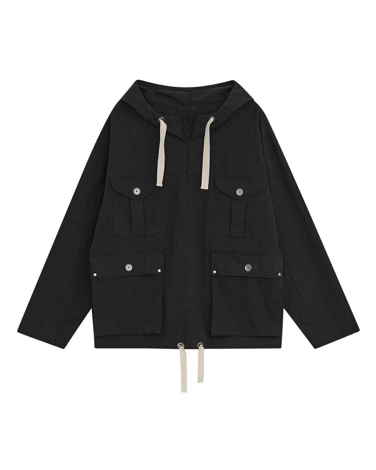 더뮤지엄비지터(THEMUSEUMVISITOR) UTILITY POCKET ANORAK JACKET (BLACK)