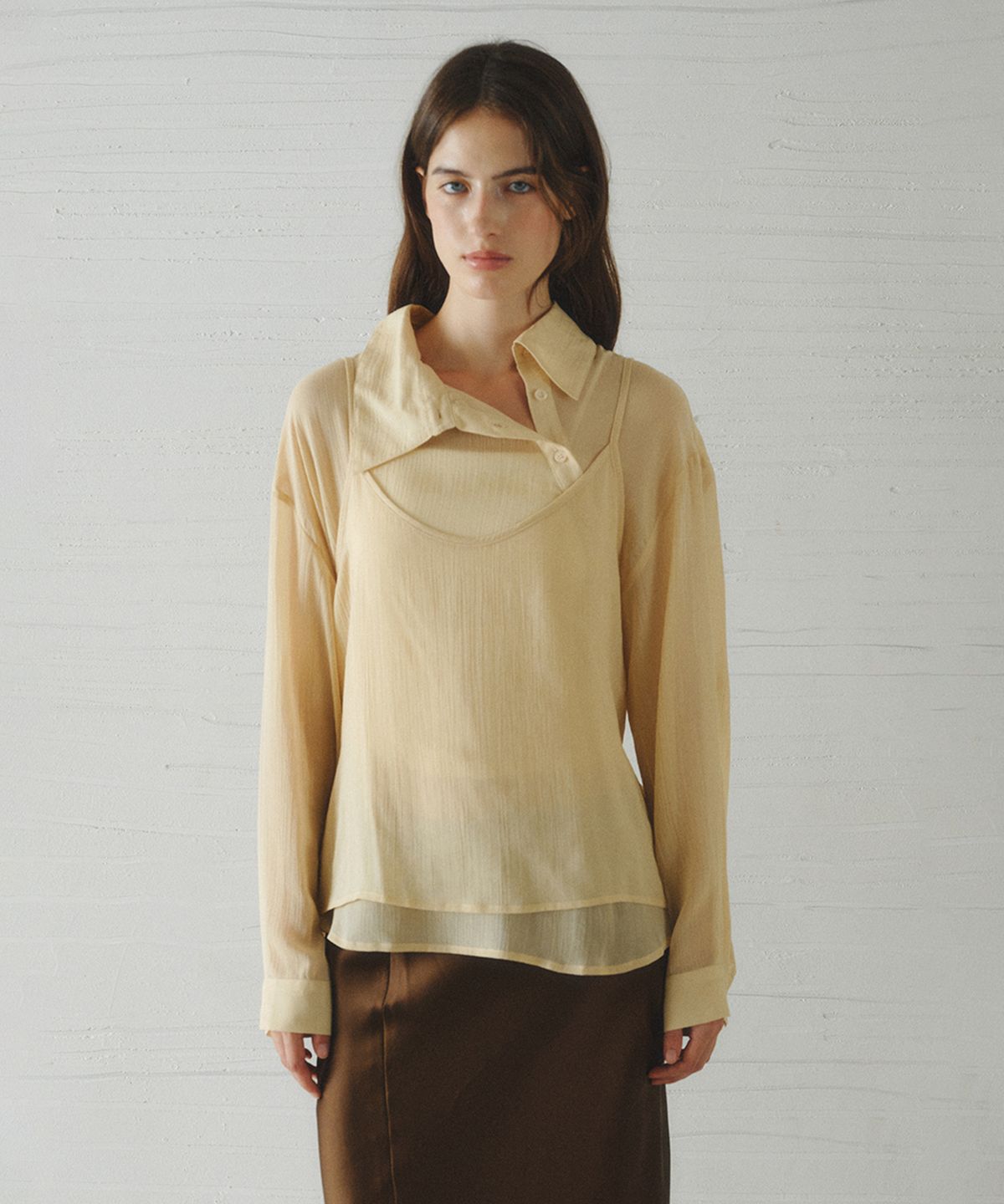 르니나(LENINA) NESIA bustier unbalanced blouse set_YELLOW