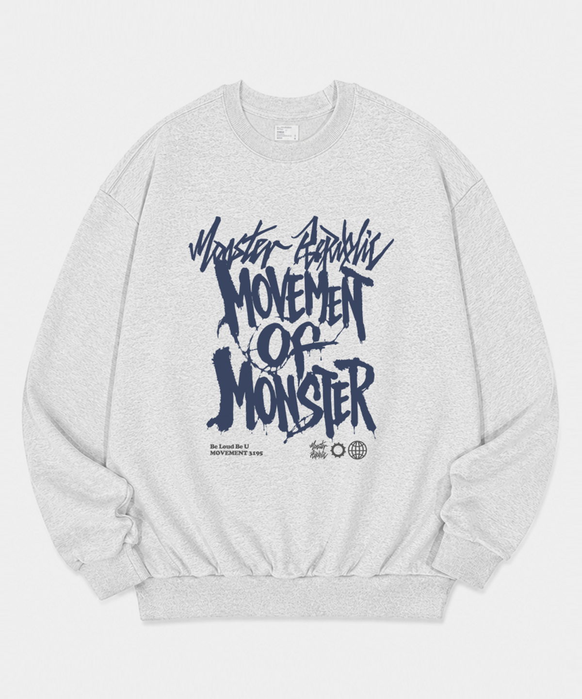 몬스터리퍼블릭(MONSTER REPUBLIC) 그릿 무브먼트 딥블루 맨투맨 멜란지그레이_3195
