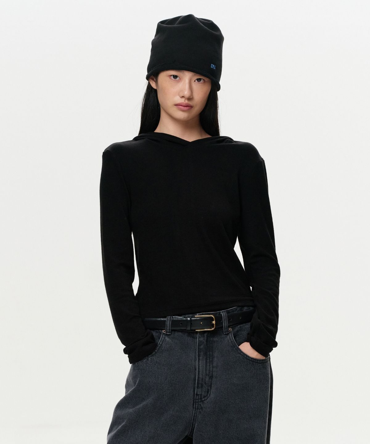이알에이(ERA) WOMEN ERA JERSEY HOODED TOP - BLACK