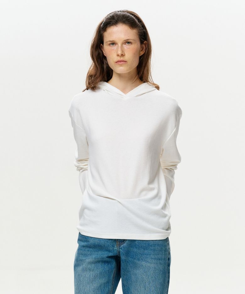 WOMEN ERA JERSEY HOODED TOP - IVORY