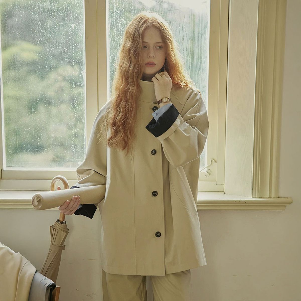 프라우드 마리(PROUD MARY) PM_Color-blocked half trench coat