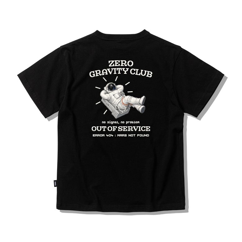 키즈 반팔 티셔츠 블랙 - 무중력 클럽(Zero Gravity Club)