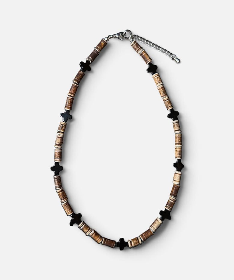 VINTAGE WOOD CROSS NECKLACE