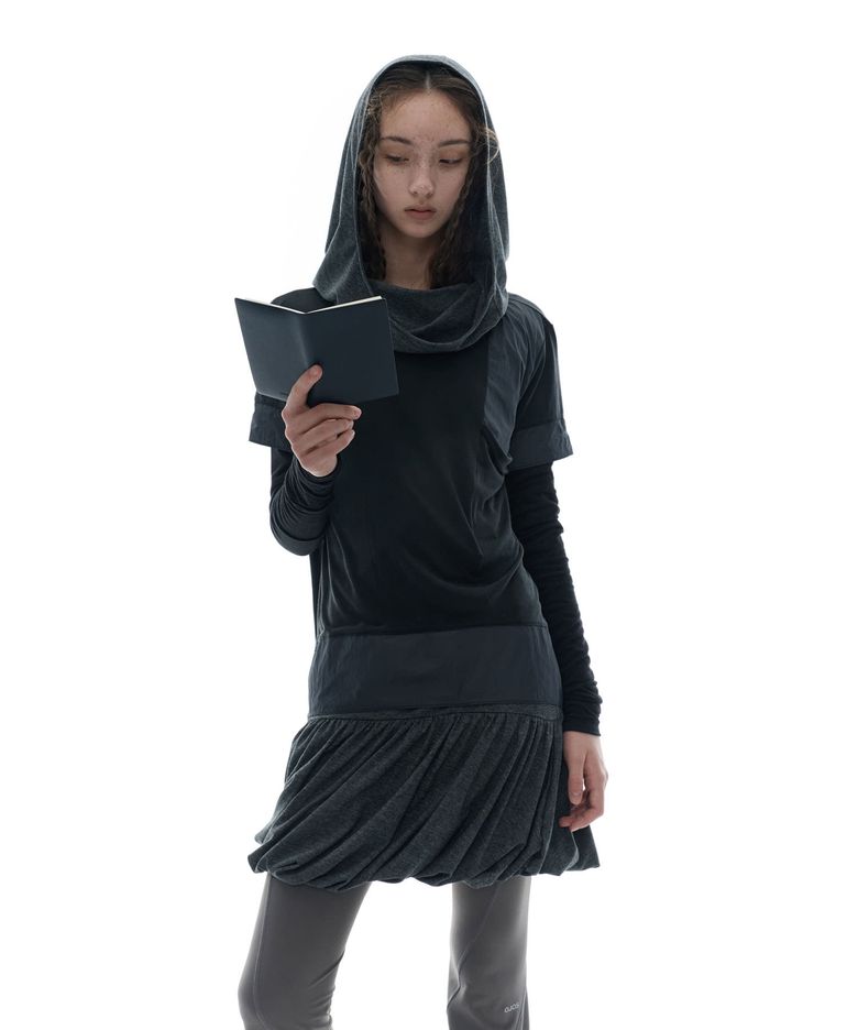 Double-Layered Long Sleeve Top / Black