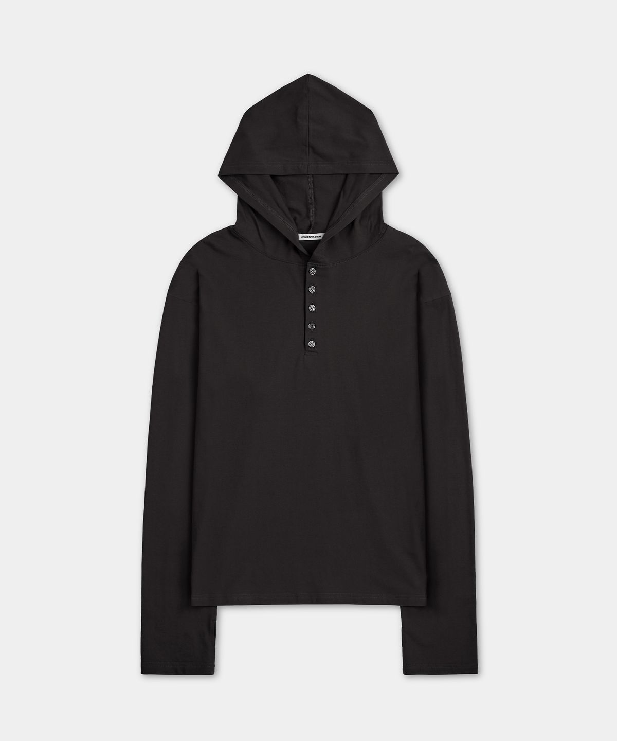 엑스컨테이너(EXCONTAINER) 헨리넥 후드 롱슬리브 (BLACK)