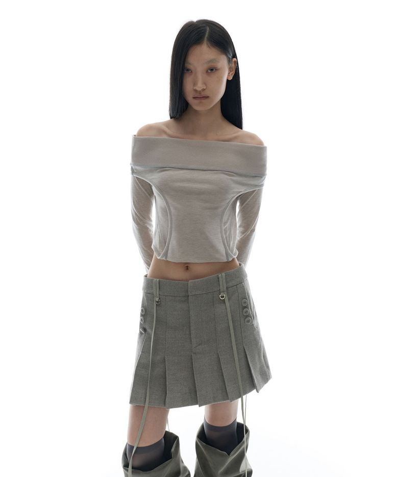 Curved Cut Layered Tee / Beige