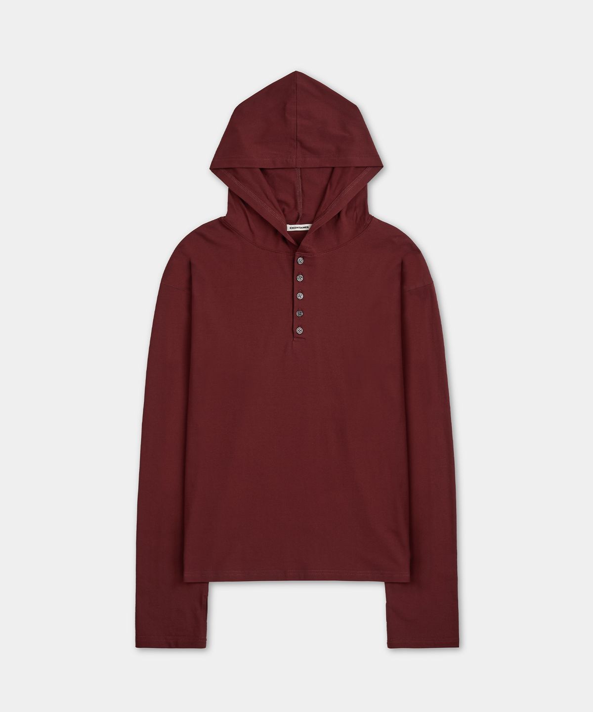 엑스컨테이너(EXCONTAINER) 헨리넥 후드 롱슬리브 (BURGUNDY)
