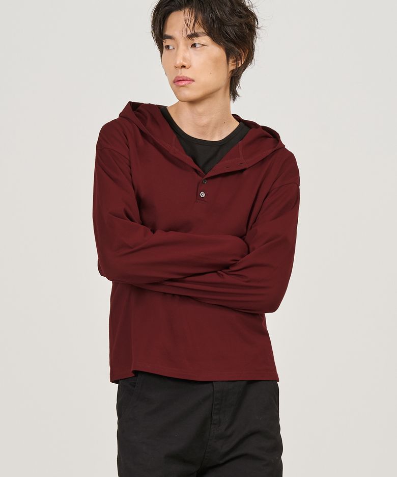 헨리넥 후드 롱슬리브 (BURGUNDY)
