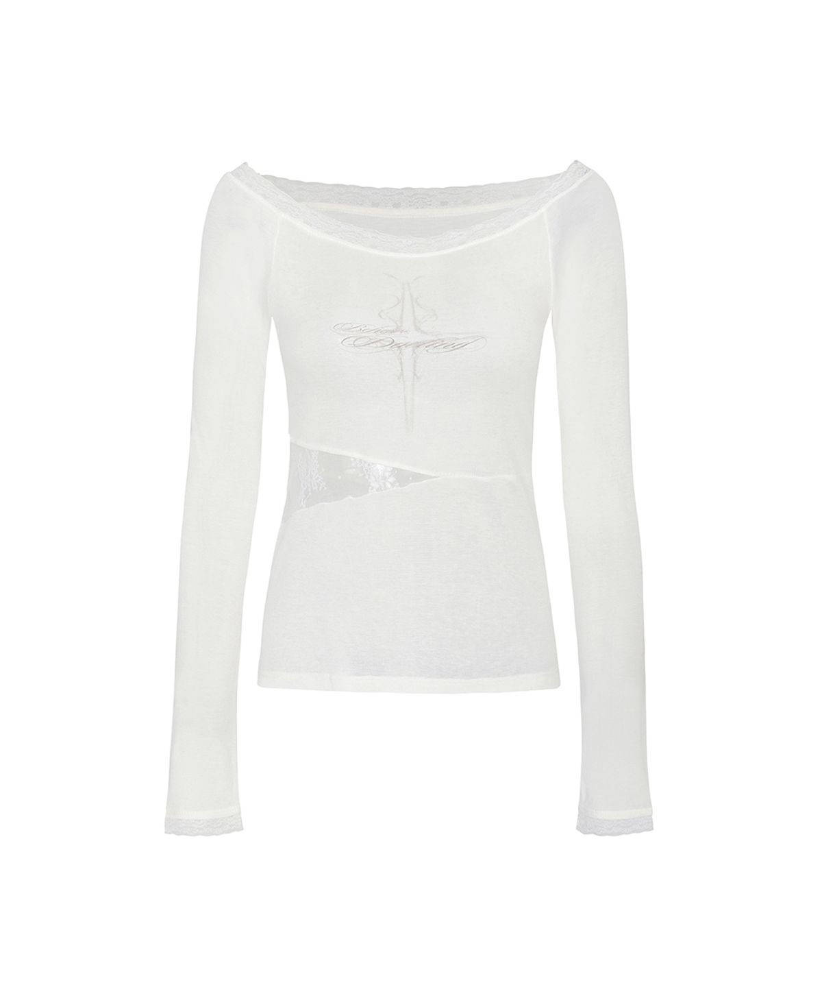 페인오어플레져(PAINORPLEASURE) LACE BOATNECK TOP white