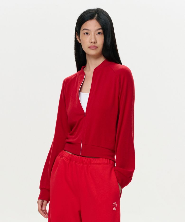 WOMEN ERA RAGLAN JERSEY ZIP-UP - RUBY