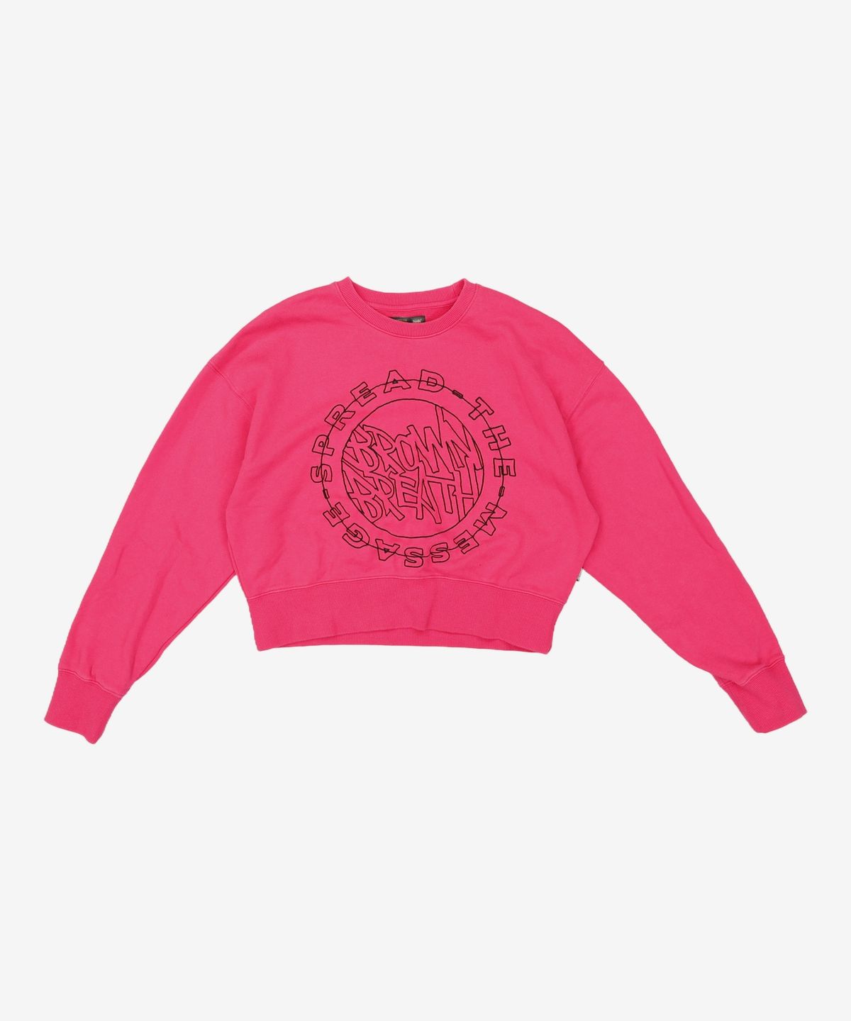 브라운브레스(BROWNBREATH) STITCH CROP CREWNECK - PINK FREE