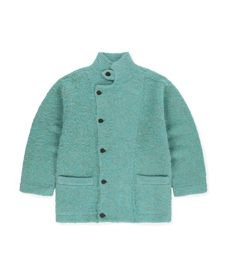 Shaggy Double Knit Cardigan Heather Green