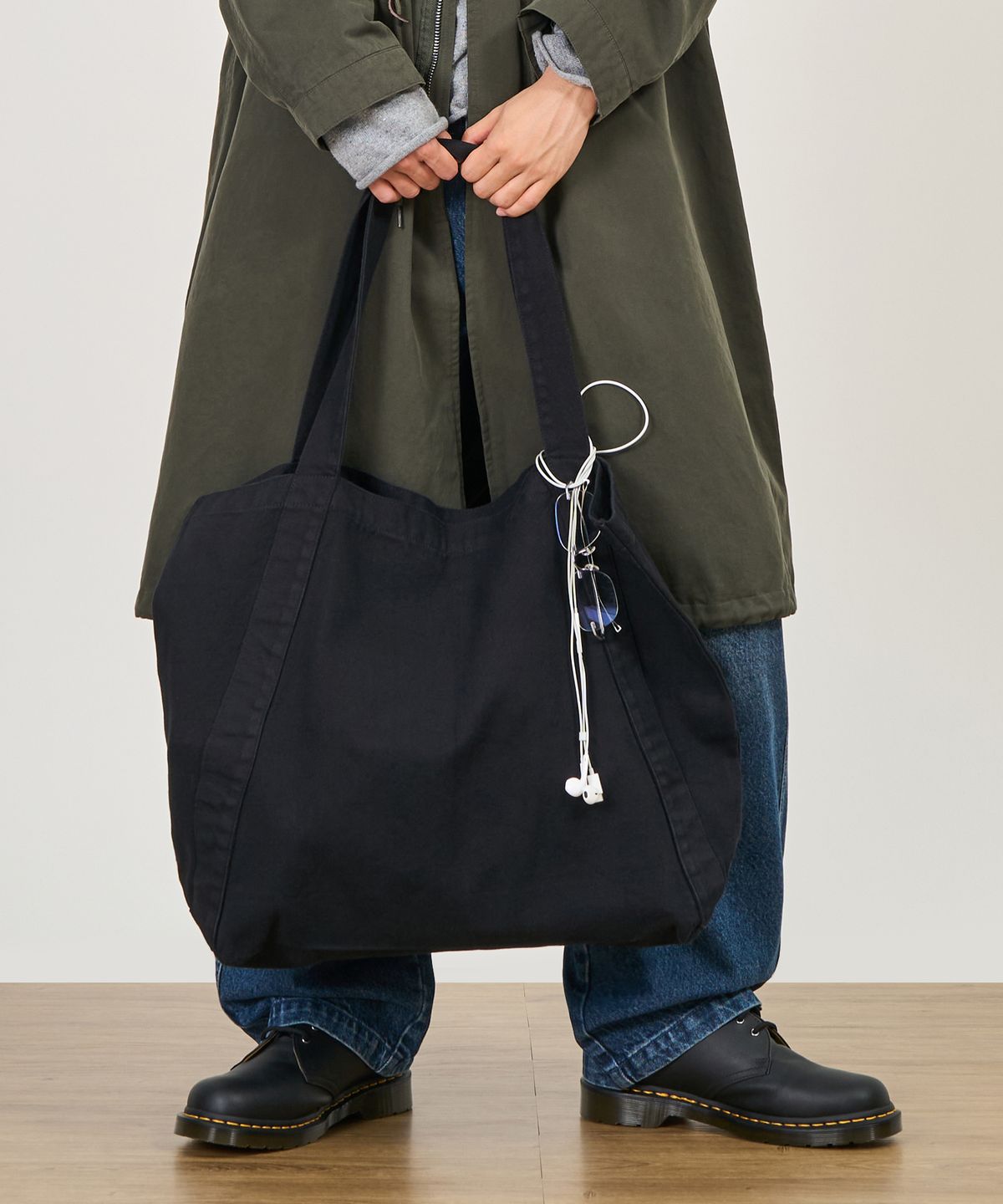 엑스컨테이너(EXCONTAINER) 러프 캔버스 빅 쇼퍼 백 (BLACK)