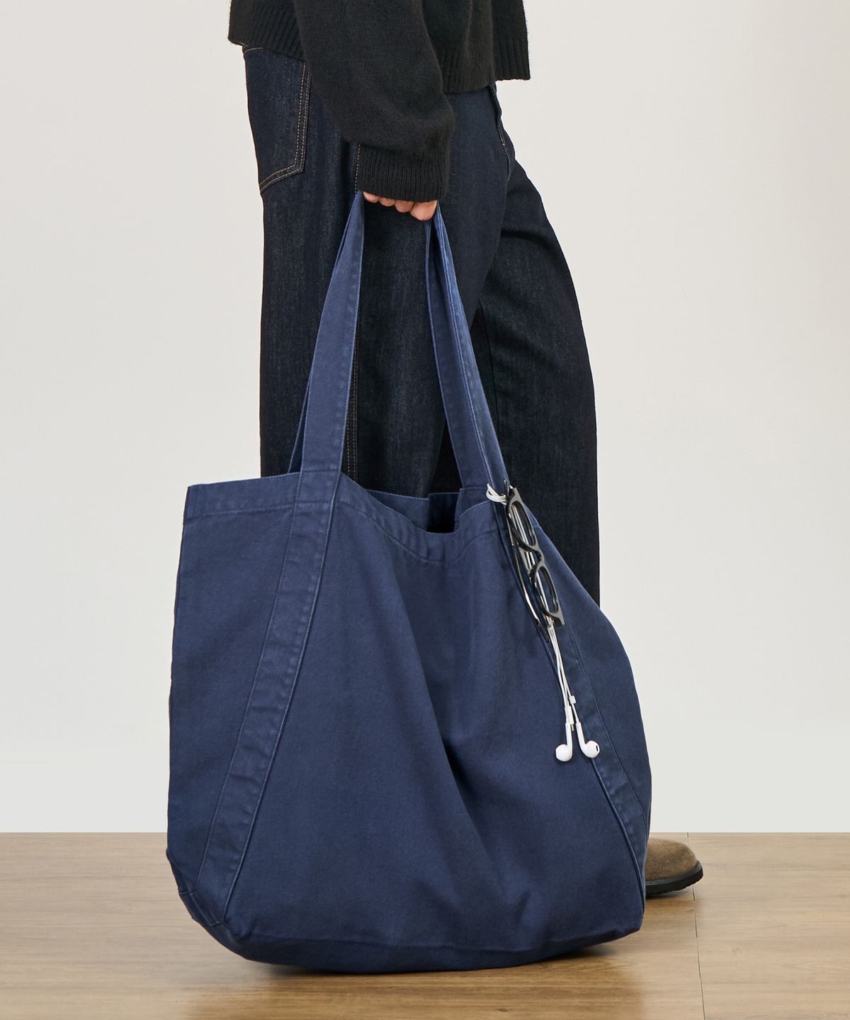 엑스컨테이너(EXCONTAINER) 러프 캔버스 빅 쇼퍼 백 (NAVY)