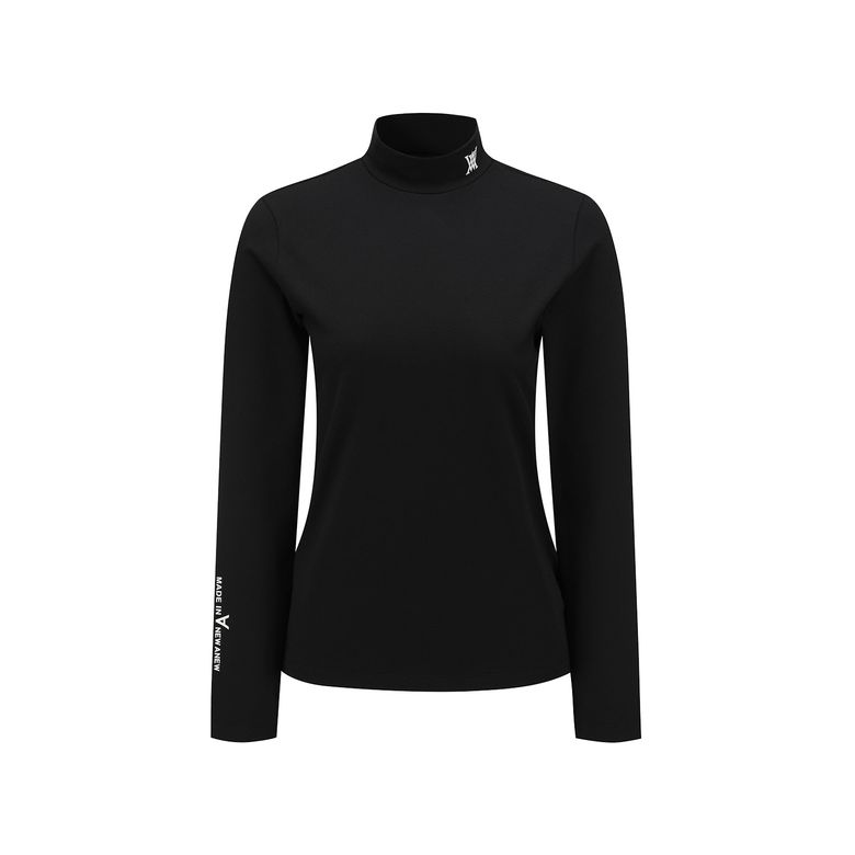 WOMEN BRUSHED FLEECE MOCK NECK BASELAYER_BK