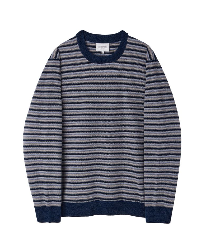 CHENILLE STRIPE SWEATER - NAVY (P264MKT131)