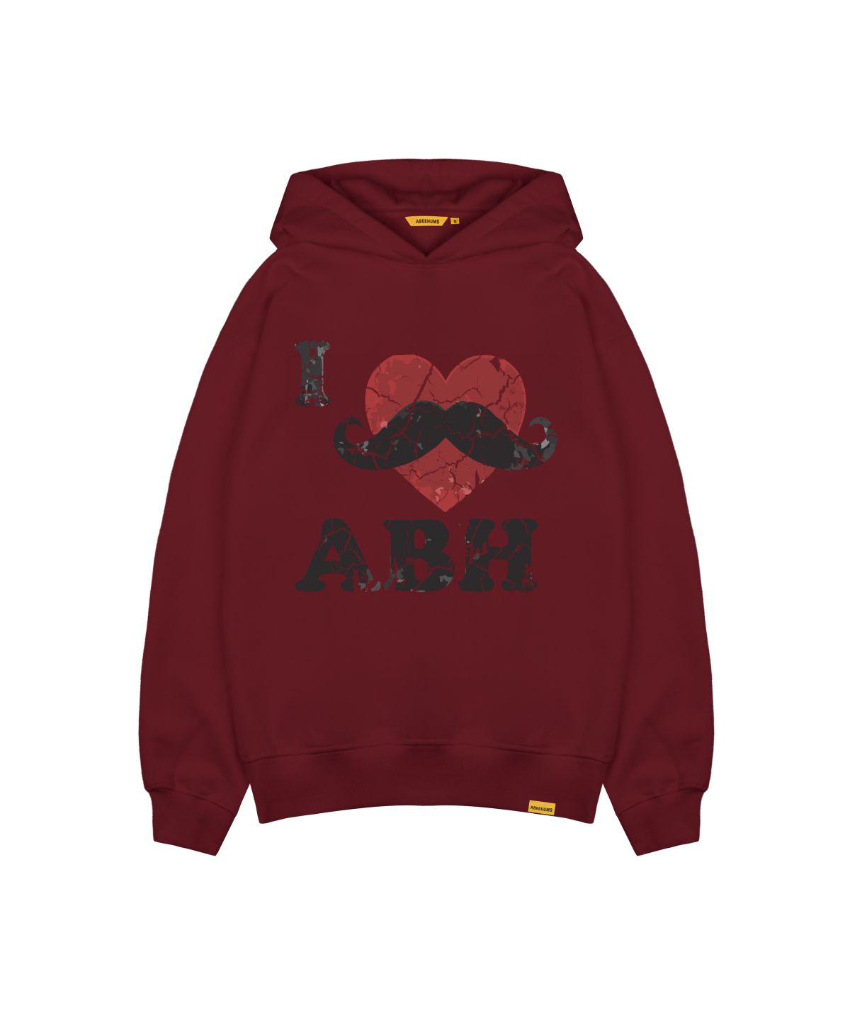 어비험즈(ABEEHUMS) 아이러브 머스타쉬 후드 스웨트셔츠 ABH367-169 버건디