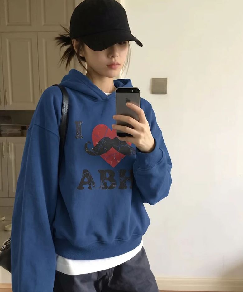 아이러브 머스타쉬 후드 스웨트셔츠 ABH367-169 블루