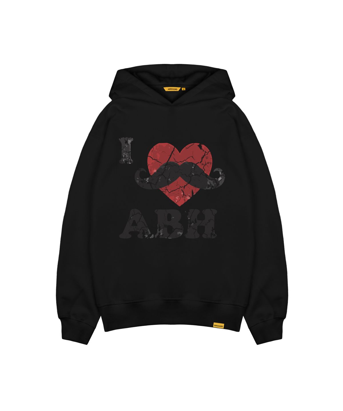 어비험즈(ABEEHUMS) 아이러브 머스타쉬 후드 스웨트셔츠 ABH367-169 블랙