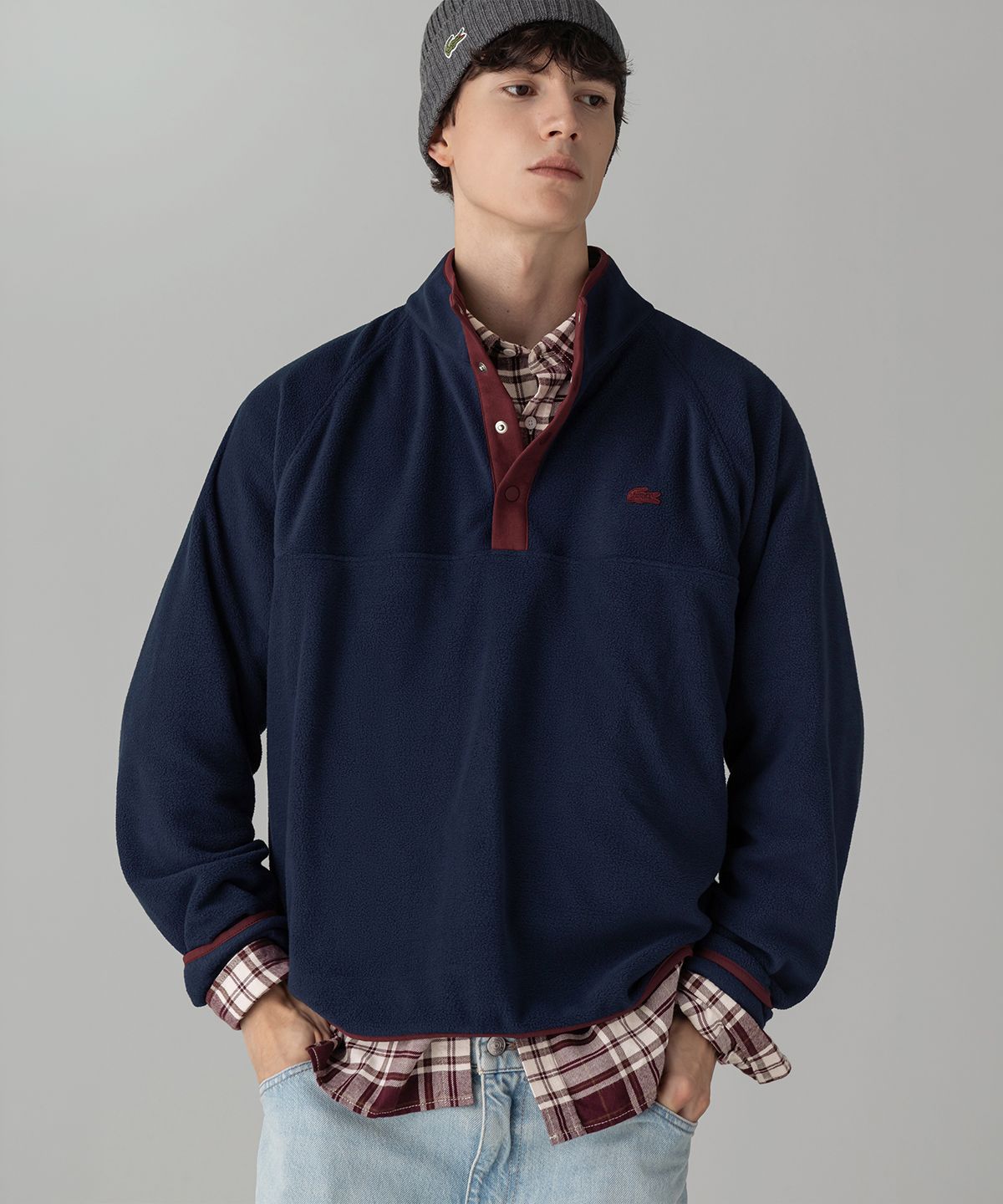 라코스테(LACOSTE) 남성 하프 버튼 플리스 풀오버 SH105M-56N 7EZ