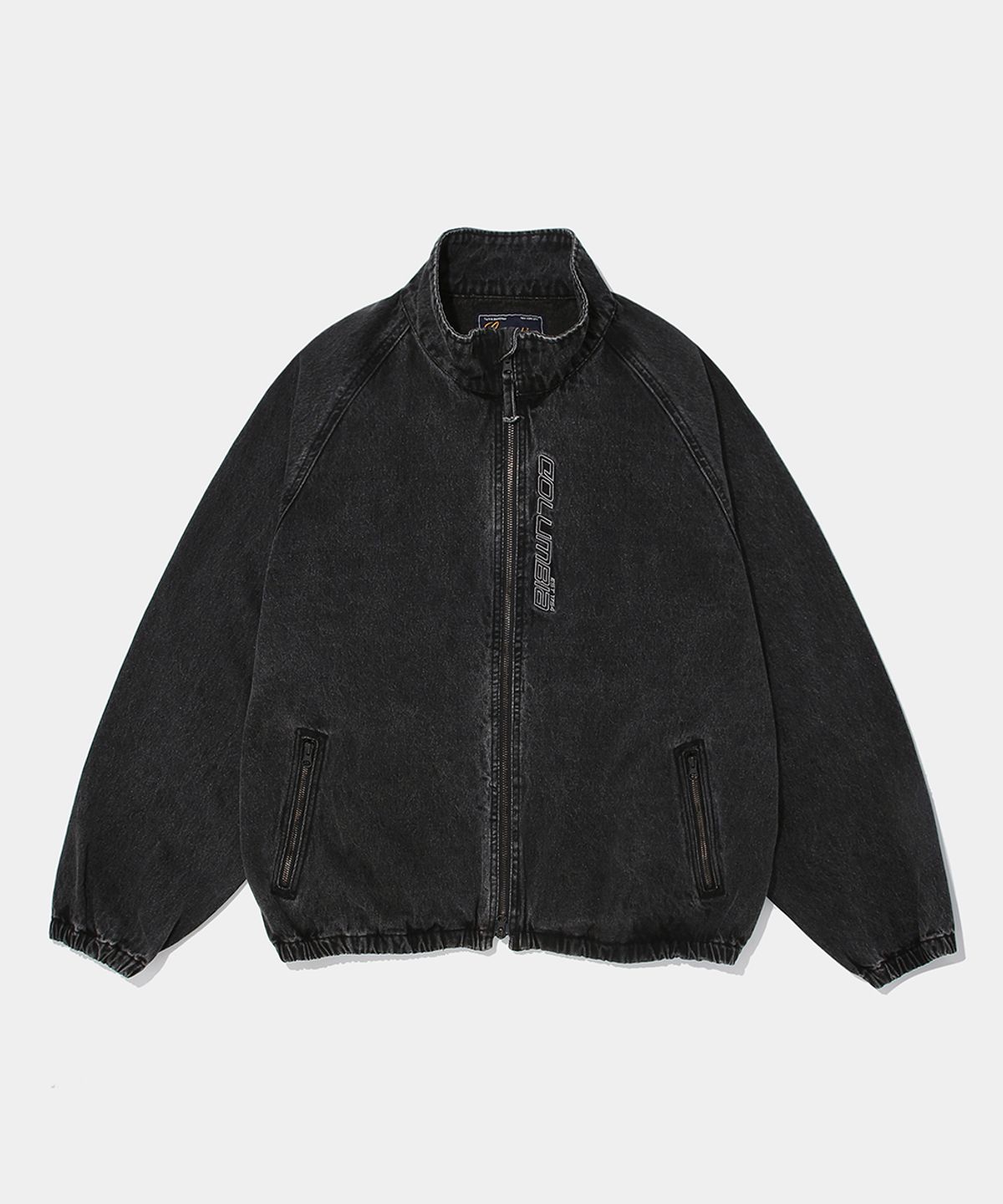 컬럼비아 유니버시티(COLUMBIA UNIVERSITY) STAND COLLAR DENIM ZIP-UP JACKET_GRAY JEANS