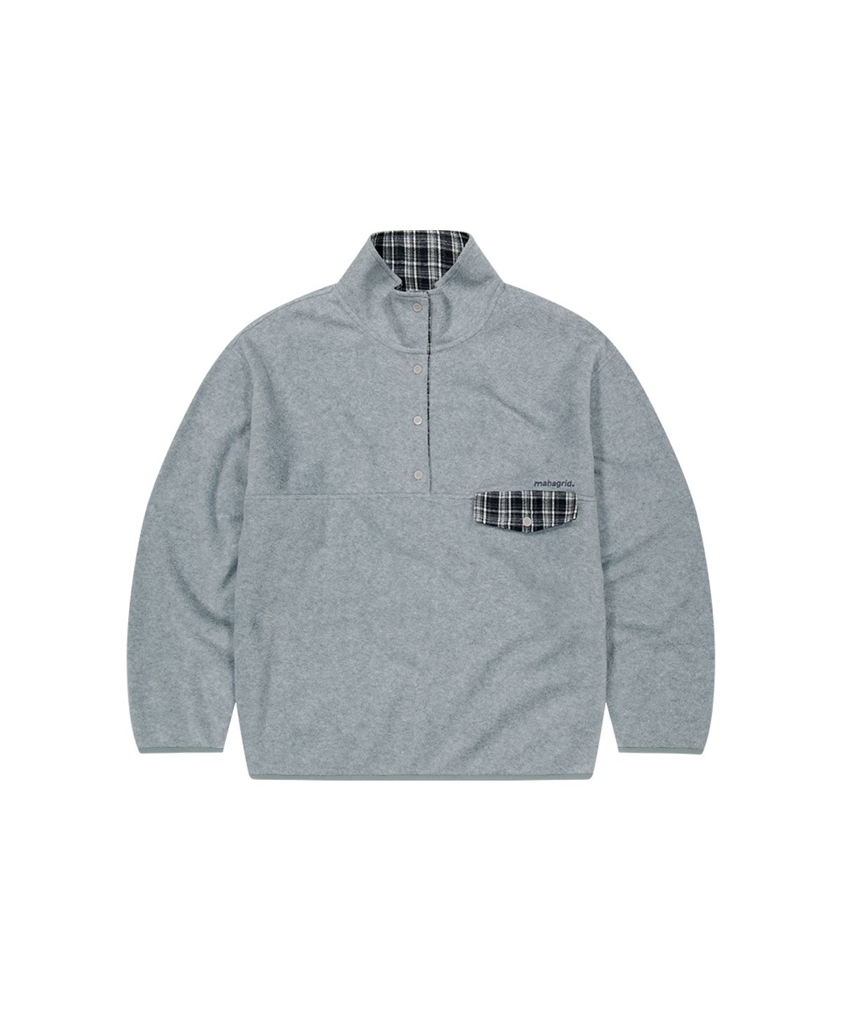 마하그리드(MAHAGRID) CHECK FLEECE ANORAK[GREY]