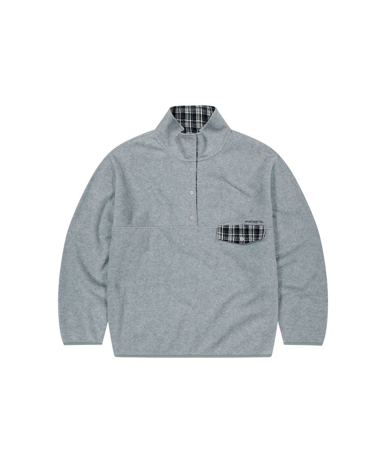 CHECK FLEECE ANORAK[GREY]