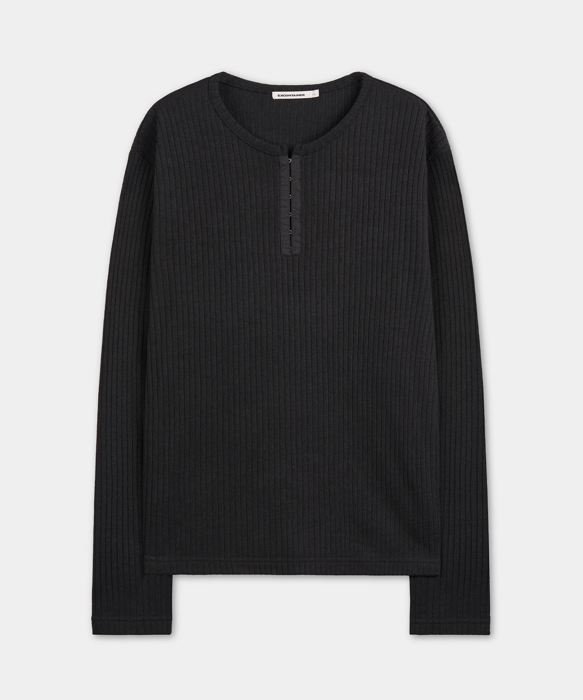 엑스컨테이너(EXCONTAINER) 후크 헨리넥 크롭 롱슬리브 (BLACK)