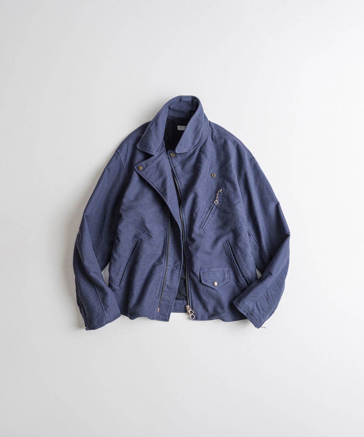 비헤비어(BEHEAVYER) DYED MOLESKIN DB RIDER JACKET vintage navy