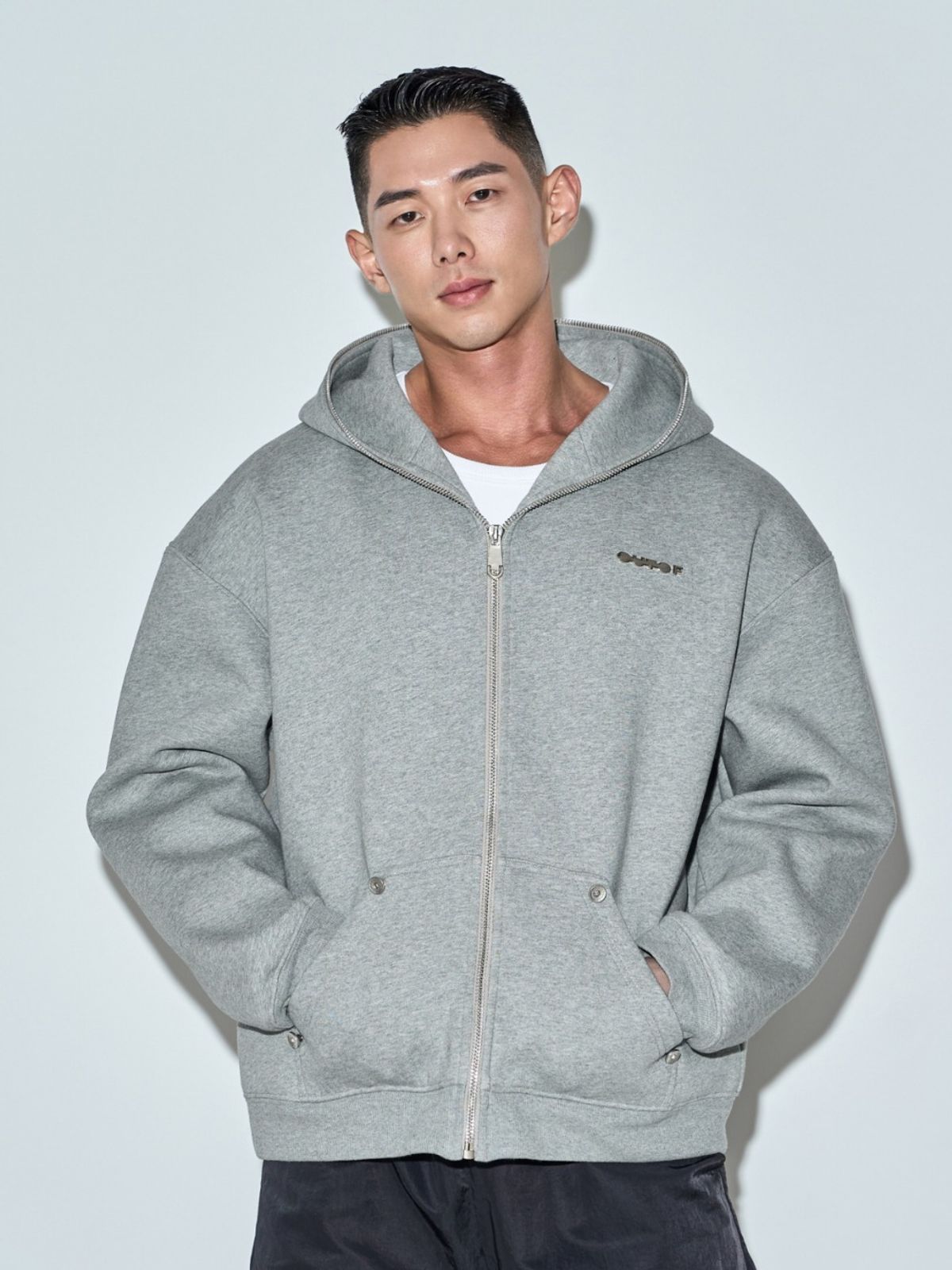 아웃오브(OUTOF) Gray Hoodie Zipup
