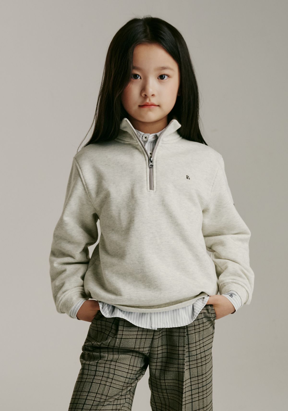 빈(BEEN) BA57TS03IV 아이보리 멜란지 퍼넬넥 오픈 티셔츠