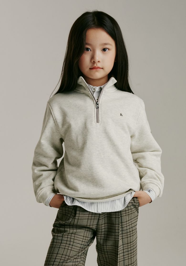 BA57TS03IV 아이보리 멜란지 퍼넬넥 오픈 티셔츠