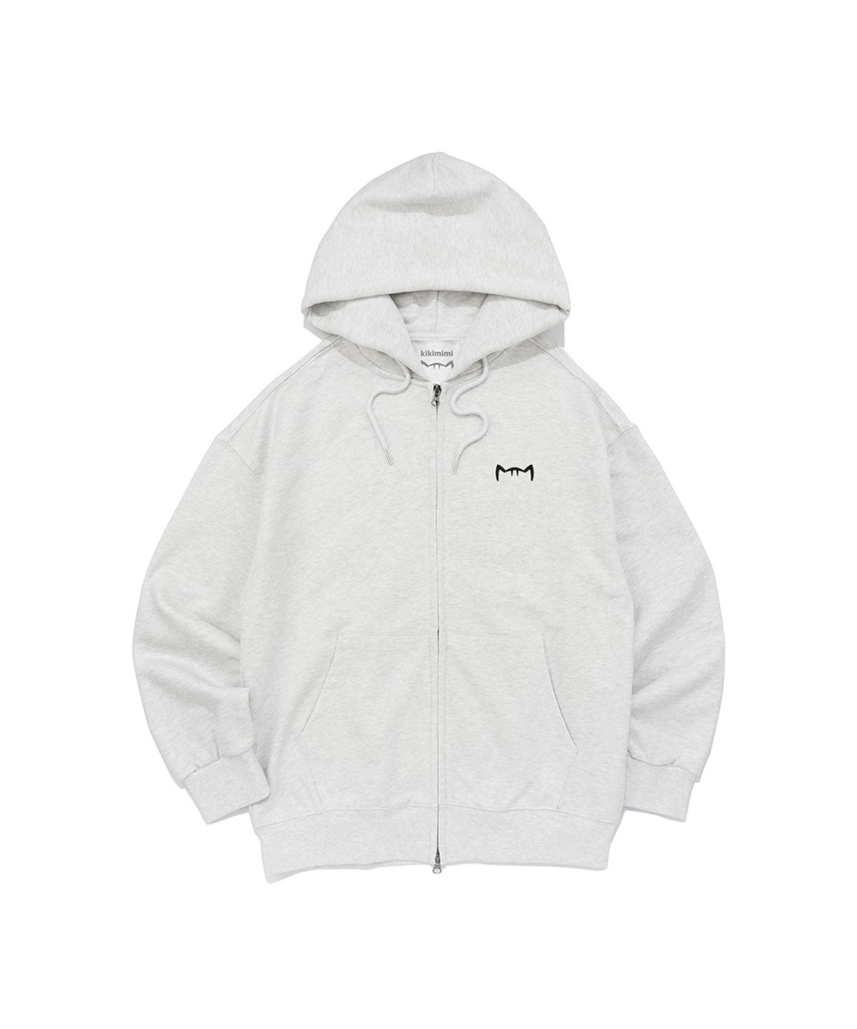 키키미미(KIKIMIMI) SIGNATURE KITTY SMALL LOGO HOOD ZIP-UP (LIGHT MELANGE)
