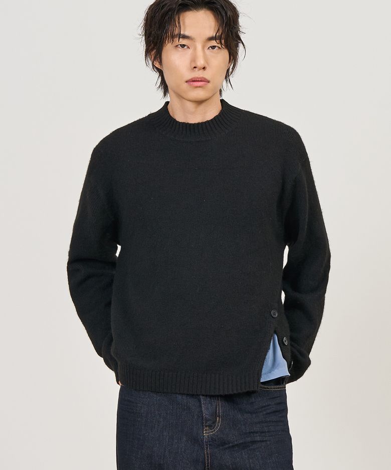 모크넥 크롭 니트 (BLACK)